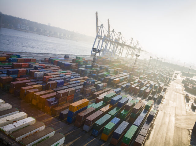 Germany, Hamburg, Container harbour