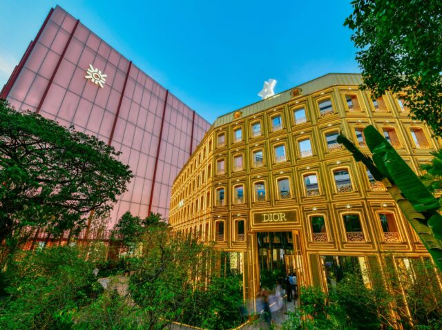BANGKOK THAILAND - DEC 19, 2024 :The first "DIOR Pop-Up Store" in Thailand ,"DIOR Gold House" This building was inspired by the architecture of No. 30 on rue Montaigne in Paris.