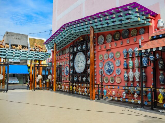 Songkhla, Thailand, April 1 2025: decoration in the famous Songkhla old town.