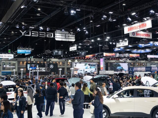 Nonthaburi Thailand NOV 29 2025: Crowd of people walking in Thailand International Motor Expo 2025 at IMPACT Arena.