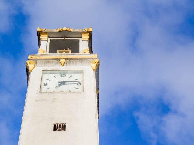 tower clock in the center of Hat Yai town, Songkhla, Thailand