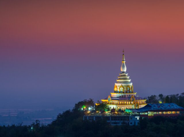 Chedi keaw on th mountain at thaton temple , chiangmai , Thailand