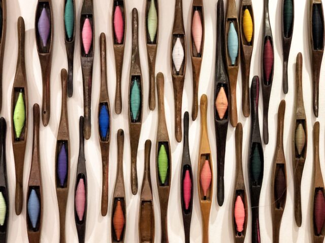 Thai handicraft wooden weaving shuttle for silk textile production